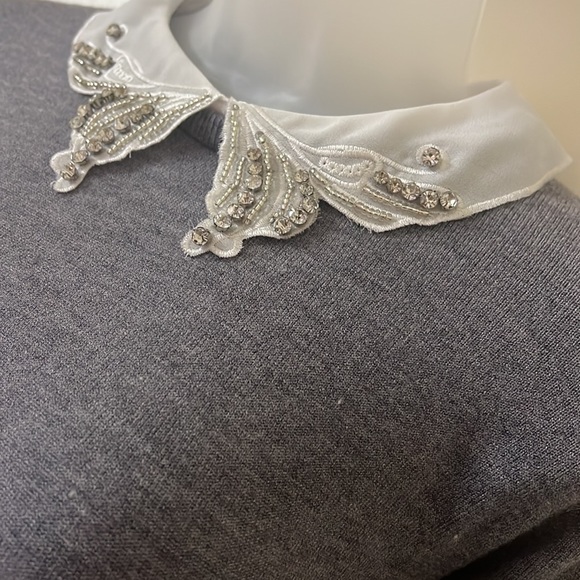 Vila Milano Crystal Lace Collar With Pearl Button Closure - Picture 5 of 13